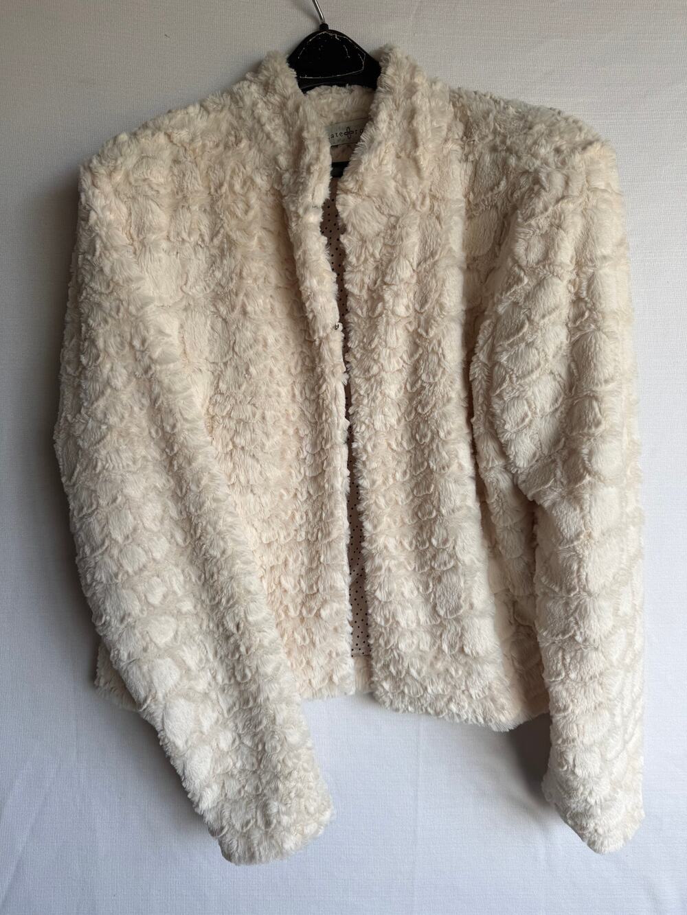 Kate Rosy Cream Faux Fur Cropped Jacket
